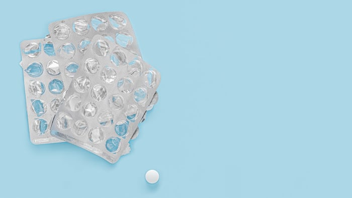 Empty blister pack of tablets, drug shortage concept
